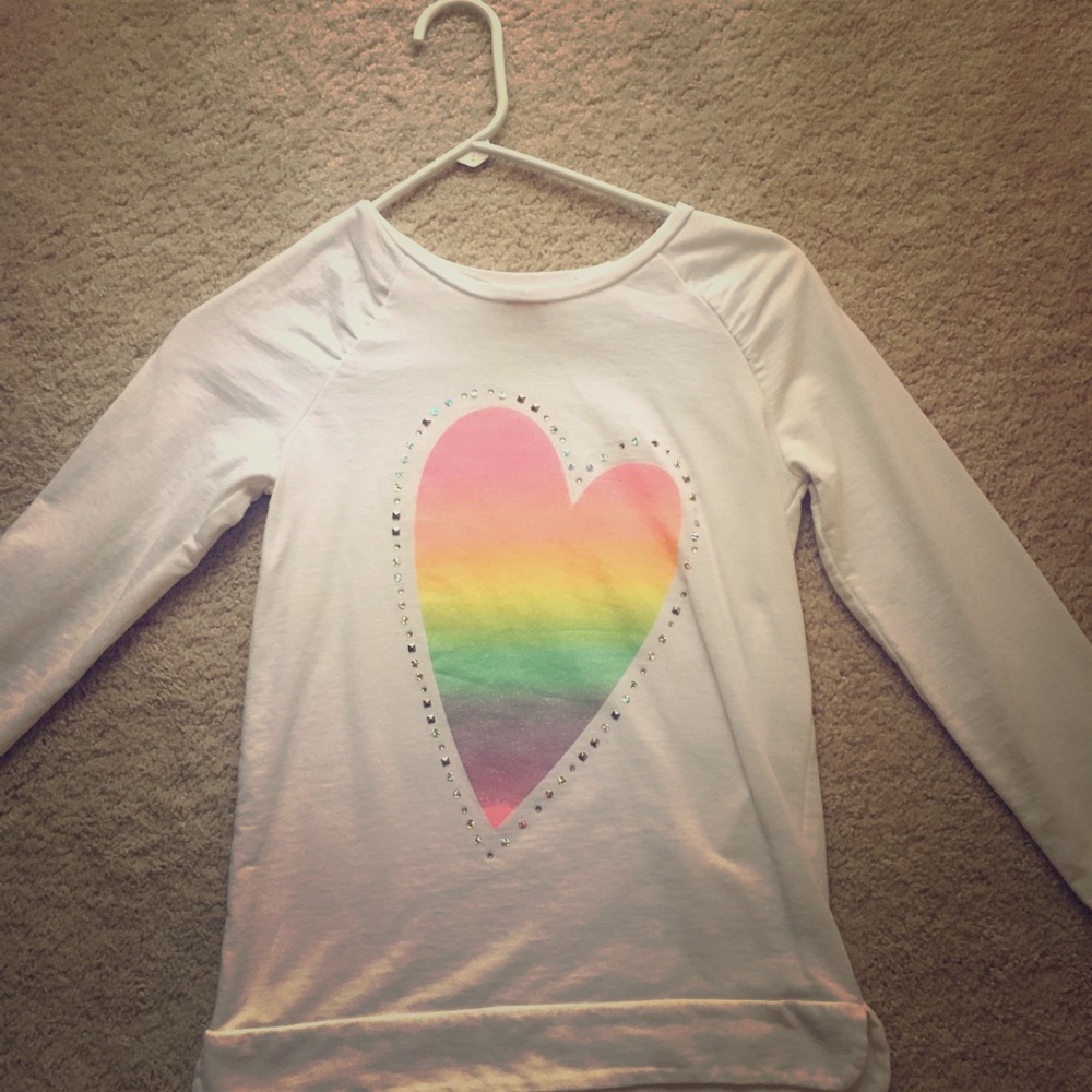 Circo long sleeve shirt/ rainbow heart/ glitter